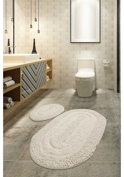 Chilai Home Macoroni Ekru 2 Li Set Banyo Halısı Ekru