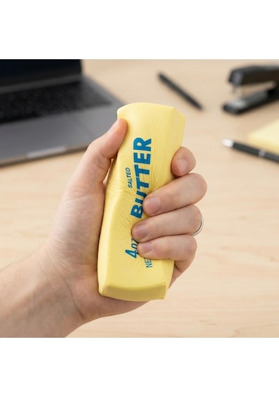 Butter Squishy Stres Oyuncağı Yavaş Yükselen Sıkma Duyusal Anti Stres Oyuncak Tereyağı 14,5 Cm Sarı