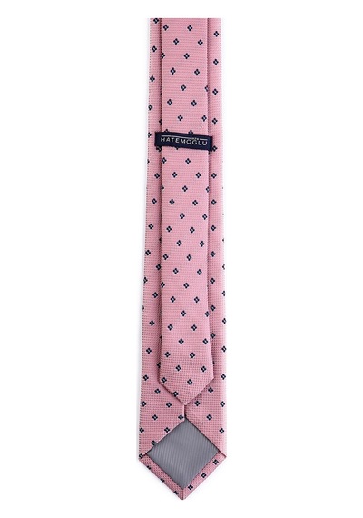 Hatemoğlu Pembe Desenli Micro Casual Kravat Pembe