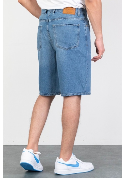 HLT Jeans Erkek Açık Mavi Baggy Fit Rahat Kesim %100 Pamuk Denim Loose Jeans Kot Şort Arthur-Açmavi 001