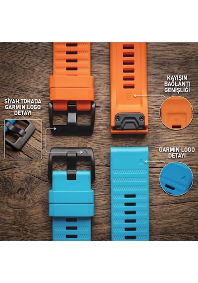 Caseonn Garmin Fenix 6 Pro Kordon Quickfit Premium Spor Kayış Siyah