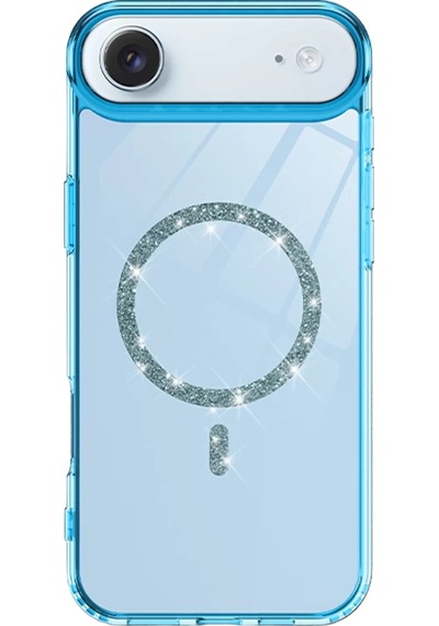 Newface Apple Uyumlu iPhone 17 Air Live Diamond Magsafe Kapak - Mavi Arka Kapak