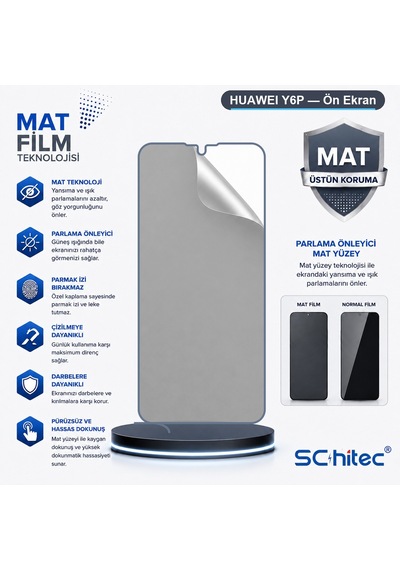 Schitec Huaweı Y6p Uyumlu Ön Yüzey Mat Hidrojel Ekran Koruyucu
