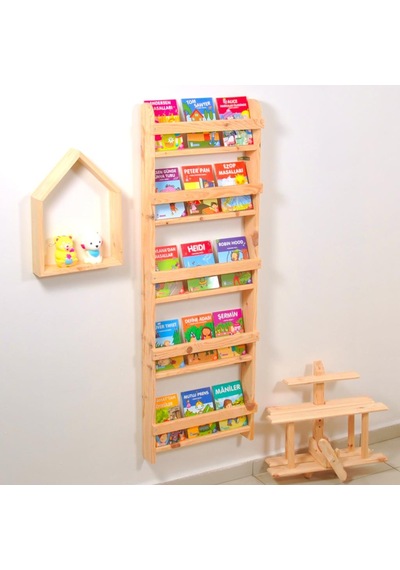 Çocuk Odası Eğitici Montessori Mobilya Kitaplık Raf Duvar  Rafı