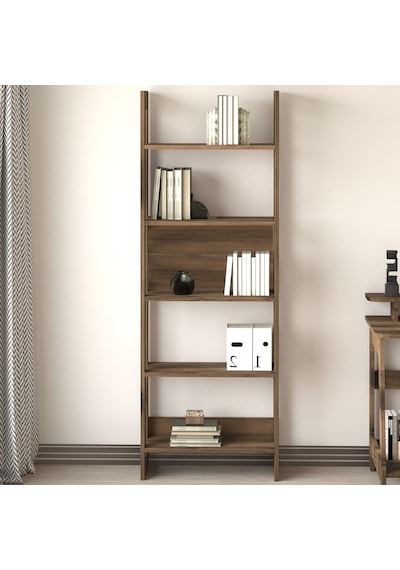 Country Dekoratif 5 Raflı Ev-ofis Kitaplık, Modern Kütüphane - Antik Ceviz Country Dekoratif 5 Raflı Ev-ofis Kitaplık, Modern Kütüphane - Antik Ceviz