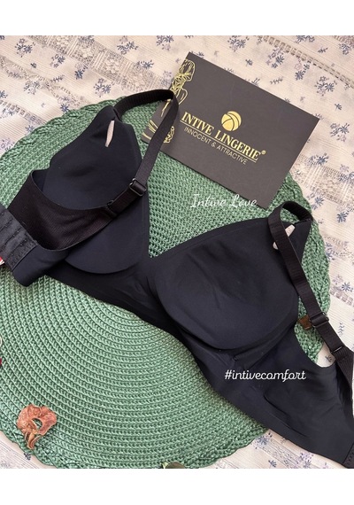 Softease V Yaka Balensiz Dikişsiz Lazer Kesim Rahat Soft Kumaştan Siyah