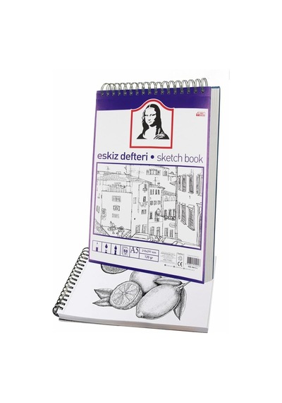Telli Eskiz Defteri A5 Spiralli 50 Yaprak 1 Adet 120 Gr 148x210 Mm Karakalem Sketch Book Üstten Açılmalı Ezkiz Defte