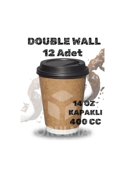 14 Oz Double Wall Kapaklı Karton Bardak Ekstra Kalın Sıcak İçecek Bardağı Diğer