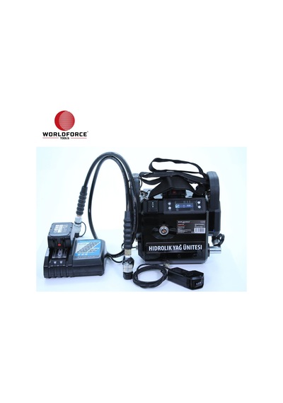 Worldforce Elektro Hidrolik Pompa 700 Bar 1 Litre Yağ Kapasiteli 18V 4.0Ah 72Wh Akülü Kablolu Kumandalı Yağ Ünitesi