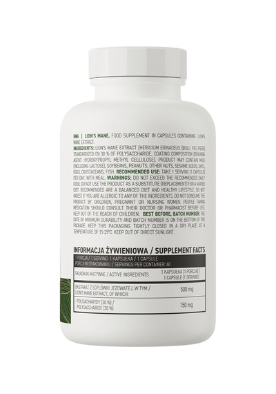Ostrovit Lion's Mane Aslan Yelesi Özü Vege 500 Mg 60 Capsules