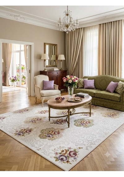 Dilek Halı Regnum 2596 200 X 290 Çiçekli Salon Halısı 1krem