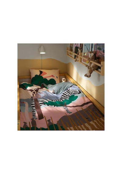 Ikea Sandlopare Tek Kişilik Nevresim Takımı 150 X 200 Cm Yeşil - Bej - Pembe Çok Renkli