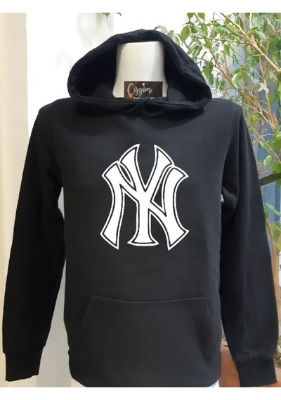 Pisa Art Unisex Siyah Kapüşonlu New York Baskılı Sweatshirt Hrmsw1013 Siyah