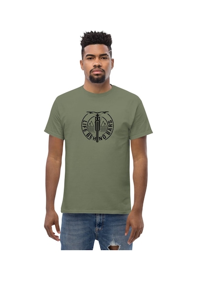Wildstyle Life Behind Bars Bisiklet Gidon Esprili Bisikletçi Baskılı Unisex Bisiklet Yaka Pamuklu Tişört Haki