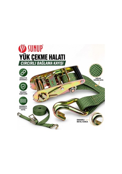 Sunup Sn-37784 6 Metre Yük Çekme Halatı Cırcırlı Bağlama Kayışı Spanzet 2000kg