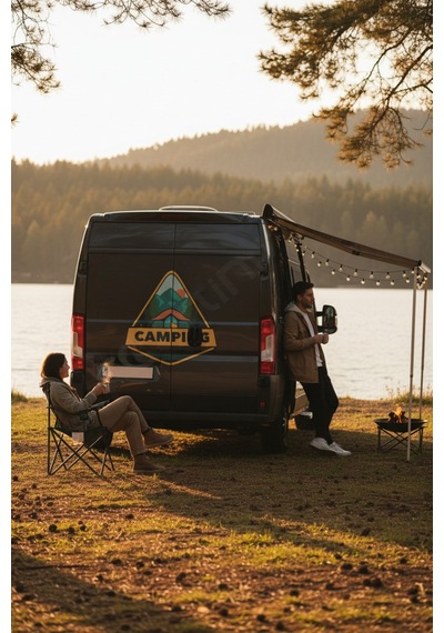Karavan Kamp Baskı Sticker - Kam Çadırı Sticker - 112x115 Cm