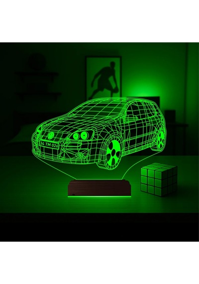 Luvivia Golf Araba Tasarım Kişiye Özel 3d Lamba - Masa Gece Lambası Şeffaf