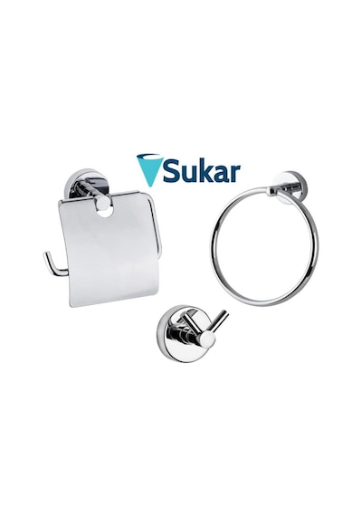 Sukar Banyo Aksesuar Seti Krom Kağıtlık - Askılık - Havluluk Krom