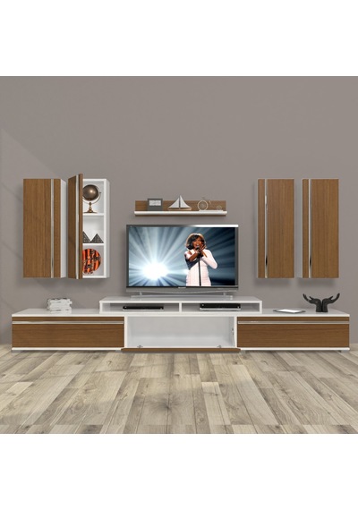 Decoraktiv Ekoflex 8d Mdf Tv Ünitesi Tv Sehpası Beyaz - Ceviz