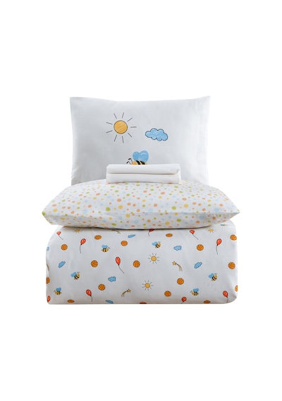 Baby Bee %100 Pamuk Ranforce Bebek Nevresim Takımı Beyaz 4 Parça