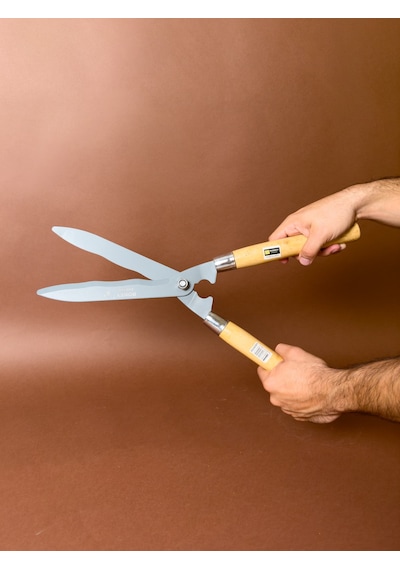 Çit Budama Makası 50 Cm Ahşap Saplı, Dalgalı Bıçaklı