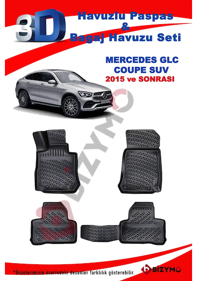 Mercedes Glc Coupe Suv 2015+ 3D Havuzlu Paspas Bizymo