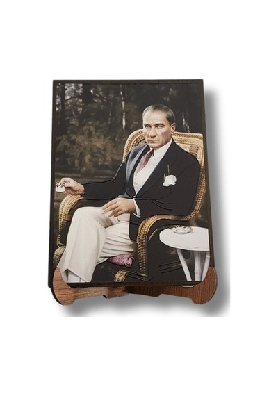 Atatürk Masaüstü Ahşap Tablo - Kabartmalı Baskı Şık Hediyelik 11x16 Cm No 4 3 Parça