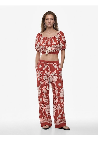 Koton Viskon Salda Kumaş Cepli Floral Desenli Bol Paça Pantolon Kiremit Desenli 6sak40151ew Kdm Koton Viskon Salda Kumaş Cepli Floral Desenli Bol Paça Pantolon Kiremit Desenli 6sak40151ew Kdm