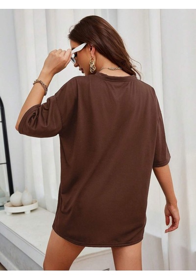 True New York T-shirt - Kahverengi Baskılı Oversize Bisiklet Yaka Kısa Kol Tişört Kahverengi True New York T-shirt - Kahverengi Baskılı Oversize Bisiklet Yaka Kısa Kol Tişört Kahverengi
