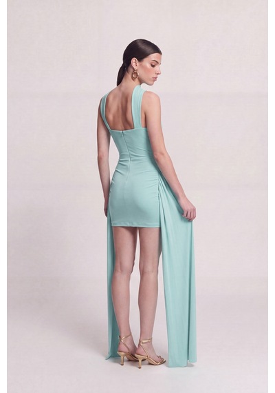 Holly Lolly Halter Yaka Aksesuarlı Mini Lilian Elbise Mavi