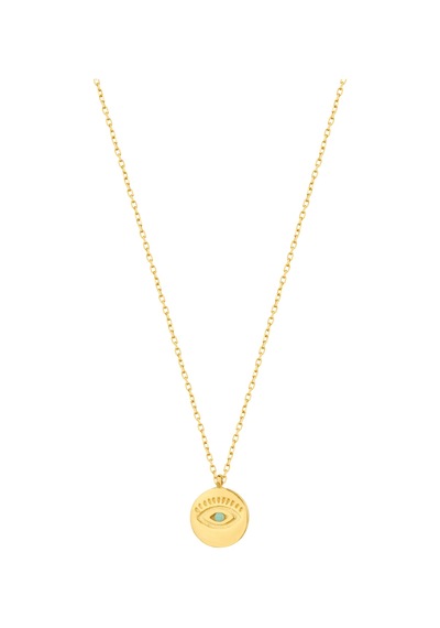 Ortası Turkuaz Taş Göz Gümüş Kolye Rose Gold