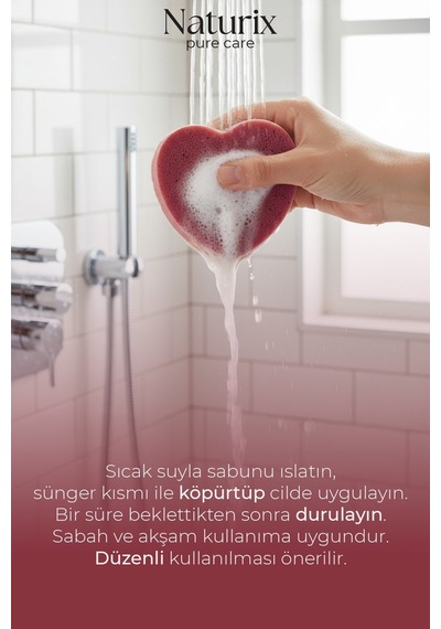 Kalp Şekilli Süngerli Sabun 130 Gr Peeling Etkili Sabun Çiçek