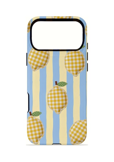 Apple iPhone Uyumlu 17 Pro Vorian Çift Katmanlı Magsafe Kılıf Gingham Lemon Grove