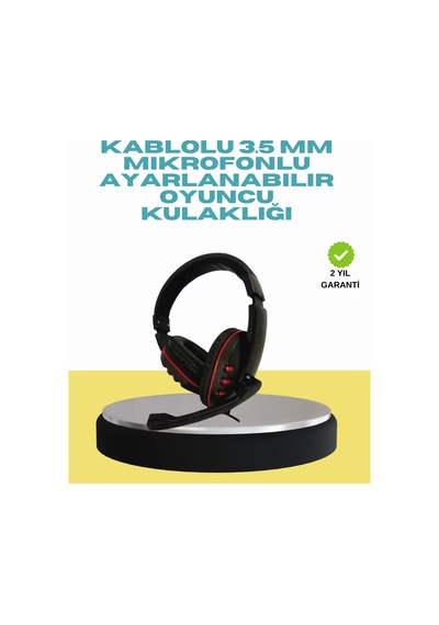Kırmızı Işıklı Oyun Kulaklığı Kablolu Mikrofonlu Profesyonel 00