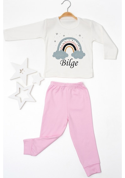 Pia Baby İsme Özel Erkek Çocuk Pijama Takımı %100 Pamuk Penye İsim Baskılı Kişiye Özel Çocuk Pijaması 10332p14pi Krem