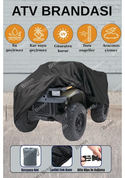 Siyah Atv Brandası, L Beden, Koruma Örtüsü, Dayanıklı, Su Geçirmez, Güneşten Korur