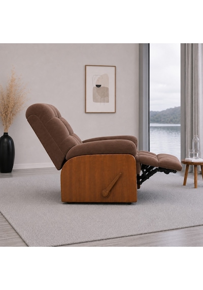 Smarto Relax Ticino Manuel Mekanizmalı Ayak Uzatmalı Ahşap Yan Panelli Polyester Tv Koltuğu Baba Koltuğu Kahverengi