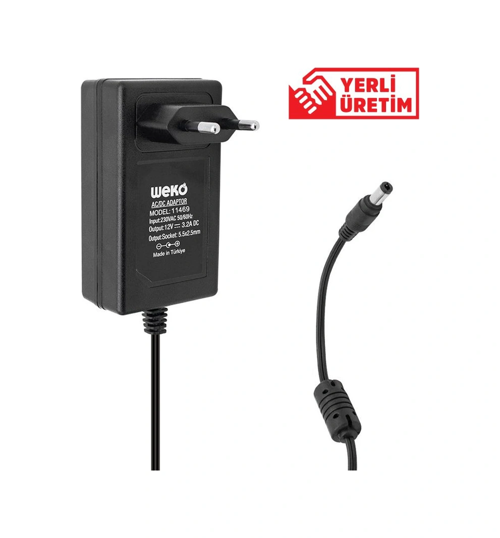 Weko 12 Volt 3.2 Amper 38 Watt Plastik Kasa Priz Tipi Adaptör