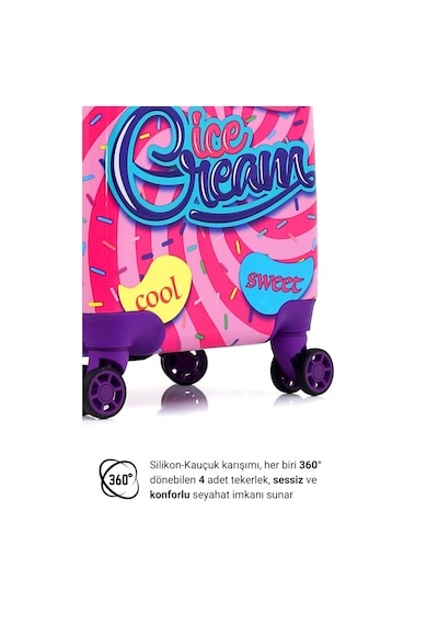Gedox Kids Pembe Dondurma Mavi İce Cream Desenli Kız Çocuk Valizi 152.02 Pembe Dondurma Mavi İce Cream