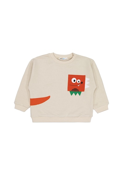 Civil Boys Cebi Surat Nakışlı 2-5 Yaş Sweatshirt - Bej Taş Rengi