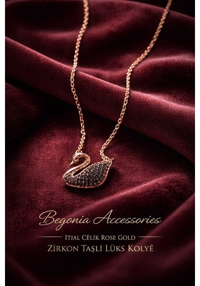 İthal Çelik Rose Gold Kolye Zincir Set Figürlü Zirkon Taşlı Paslanmaz Kararmaz Unisex 45cm+5cm Boy - 13 Rose Gold