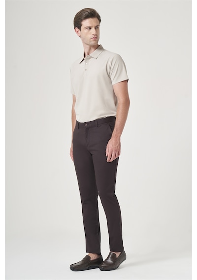 İmza Kahverengi Yan Cep Slim Fit Casual Pamuklu Chino Pantolon 1003260178