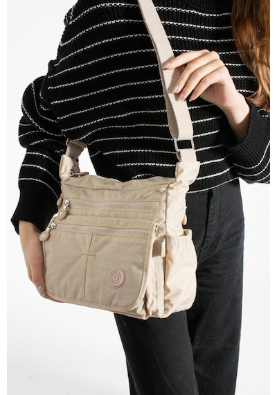 Baginn Klinkır Kadın Postacı Çanta Çok Cepli Kapaklı Model 30 20 Cm Su İtici Çapraz Askılı Postacı Çanta Krem