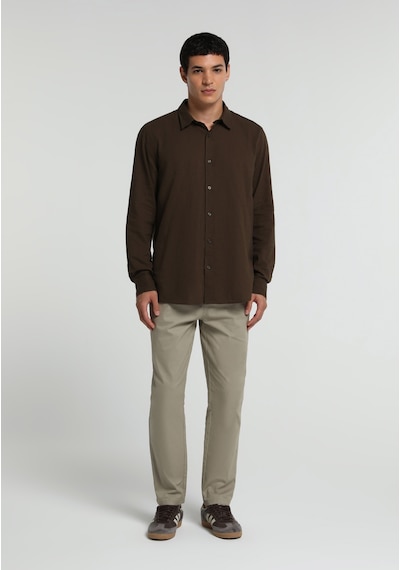 Colin's Colins Regular Fit Shirt Neck Düz Erkek Kahverengi Uzun Kol Gömlek Cl1082053 Q1.v1 Brw