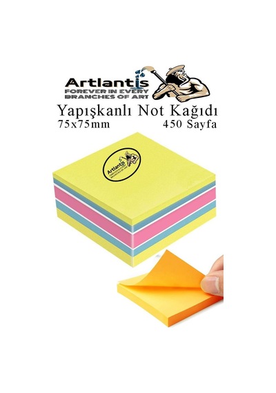 Yapışkanlı Not Kağıdı 4 Renk 450 Sayfa 1 Paket Havai Küp Blok Yapışkanlı Postit 75x75 Mm Renkli
