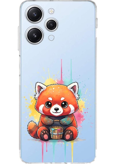 Redmi 12 İle Uyumlu Splash Tilki Tasarımlı Şeffaf Silikon Kılıf Şeffaf