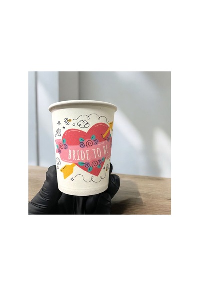 Bekarlığa Veda-bride To Be-kalp Tasarım Tek Kullanımlık 7 Oz 100 Adet Karton Bardak 1