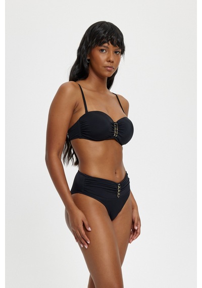 Louren Düz Renk Zincir Detaylı Çıkarılabilir Askılı Telli Boş Kaplı Kalın Kenarlı Straplez Bikini Takımı Siyah Louren Düz Renk Zincir Detaylı Çıkarılabilir Askılı Telli Boş Kaplı Kalın Kenarlı Straplez Bikini Takımı Siyah