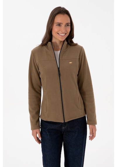 U.S. Polo Assn. Kadın Haki Fermuarlı Dik Yaka Polar Sweatshirt 50316729-VR027