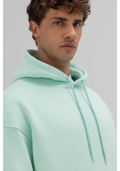 Vamos Basic Oversize Kapüşonlu Sweatshirt Mint